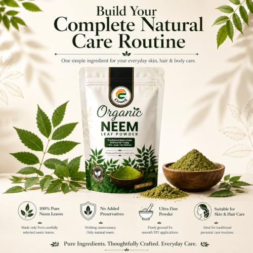 Image of Neem Powder Pack of 2 (200g Each), 100% Pure Neem Leaf, Azadirachta Indica for Face Pack, Skin Care, Hair Growth, Dandruff & Internal Consumption, Traditional Household Uses, Ayurvedic Vembu (Pack of 2)
