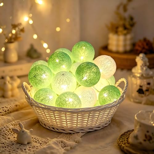 YeahBoom Guirlande Lumineuse Coton Boules Alimenté par Pile,300CM 20LED Guirlande Lumineuse Boule,pour Noël Halloween Anniversaire Mariage Chambre Enfant...