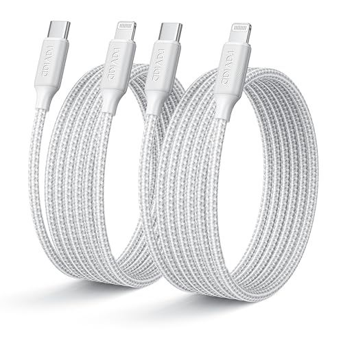 RAVIAD USB C auf Lightning Kabel [2Pack 2M] iPhone Ladekabel USB C MFi Zertifiziert Power Delivery Nylon USB C Lightning Kabel für iPhone 14/13/12 Pro Max/12 Mini/11 Pro/X/XS/XR/SE/8 Plus -Weiß