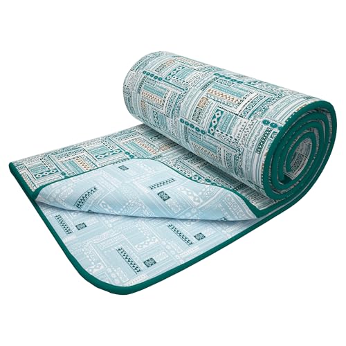 Image of Story@Home AC Comforter Queen Size Cotton 100%| 150GSM 144 x 220 CM Quilt AC Blanket for Summer | AC Dohar Double Bed | Light Blue & Dark Cyan Blue, Aztec Reversible Design Duvet | All-Season Blanket2