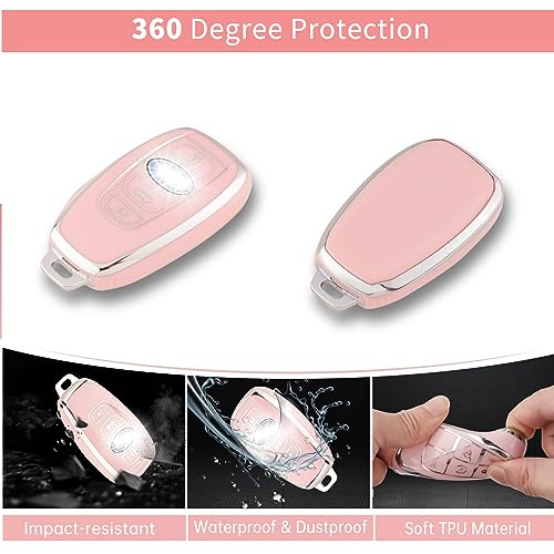 Image of Pangpai Pink Key Fob Cover for Subaru, Soft TPU Key Case Protection with Bling Keychain Fit for Ascent BRZ Crosstrek Forester Impreza Legacy Outback WRX STI Smart Key