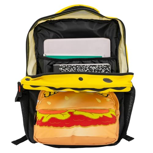 AI ACCESSORY INNOVATIONS Sponge Bob Square Pants Backpack, 3D Big Face SpongeBob Girls & Boys School Bag 16”4