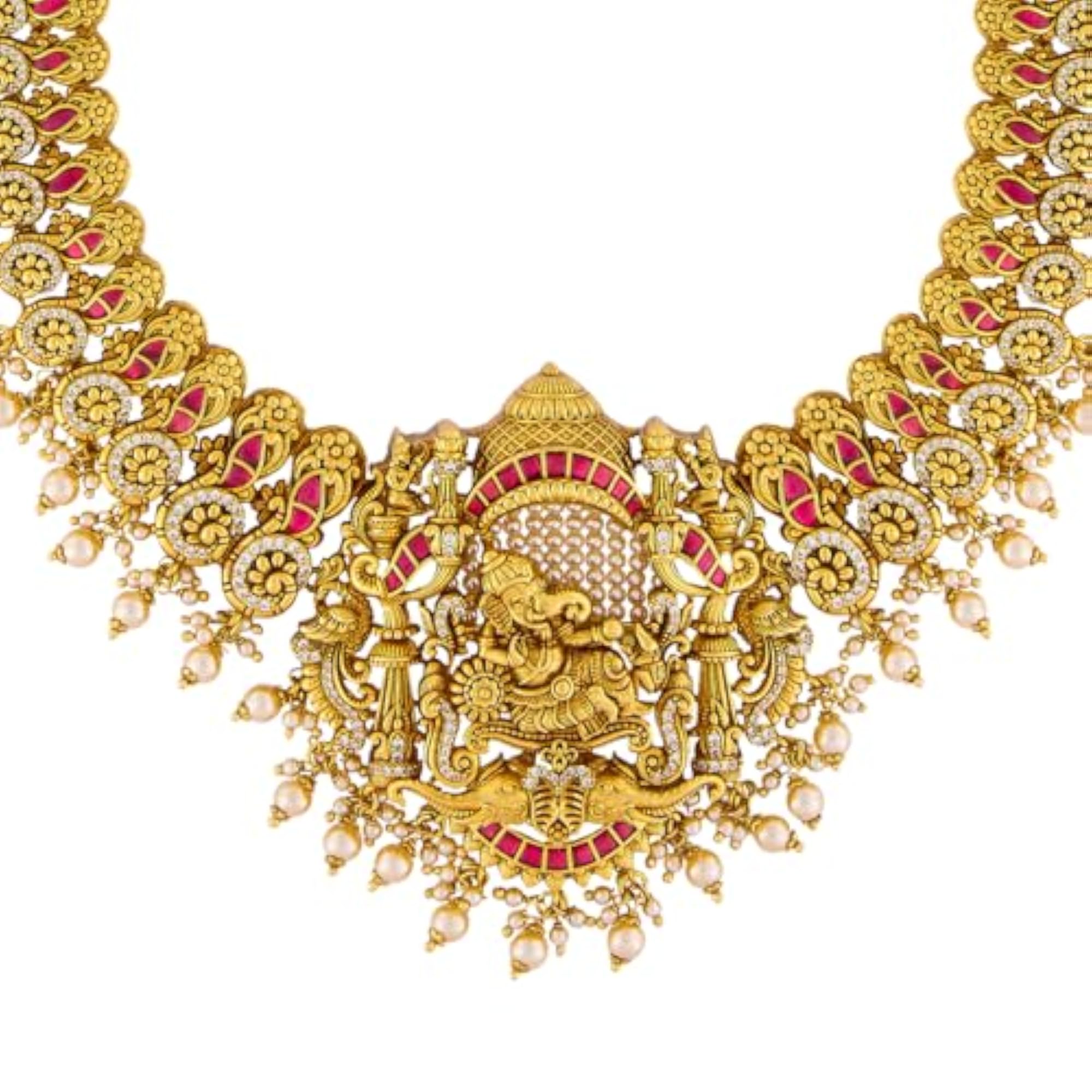 Women's KUSHAL'S Ruby Gold Plated Antique Long Necklace