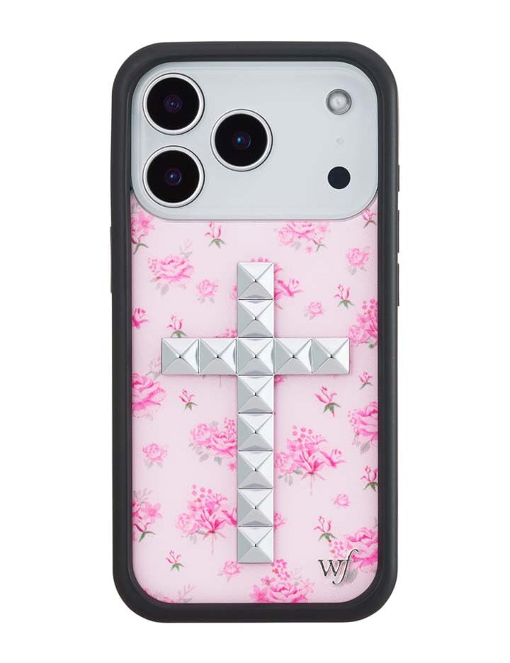 Image of Wildflower Cases - iPhone 17 Pro Compatible - Stud Cross Floral Pink