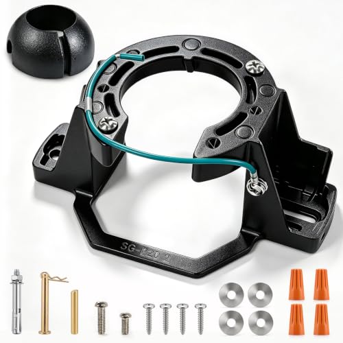 Universal Ceiling Fan Mounting Bracket with Ground Wire & Hanger Ball, Heavy Duty Steel Mount for 1" Downrods & 4" Boxes, Flat & Low Slope Ceilings ≤10°, Includes Mounting Screws