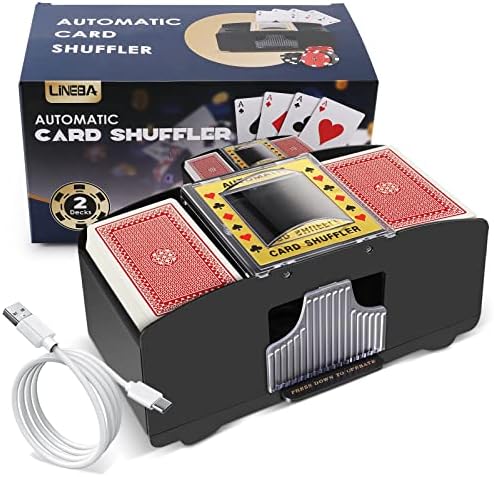 Lineba Card Shuffler, 1/2 Deck Automatic Poker Card Shuffler with USB Cable Electric Card Shuffler for Playing UNO, Phase 10, Skip-Bo, Texas Hold'em, Poker, Home Card Games