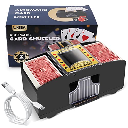 Lineba Card Shuffler, 1/2 Deck Automatic Poker Card Shuffler with USB Charge Electric Card Shuffler for Playing UNO, Phase 10, Skip-Bo, Texas Hold'em, Poker, Home Card Games