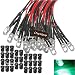 Ltvystore 30Pcs 3MM 12V Green LED Pre Wired Prewired 7.87 Inch Lamp Light Bulb Prewired Emitting Diode & 30Pcs Black 3MM LED Plastic Clip Holder Display Panel