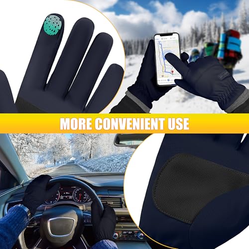 Image of ihuan Winter Waterproof Ski Gloves Men Women, Snow Warm Cycling Cold Weather, Driving Biking Running