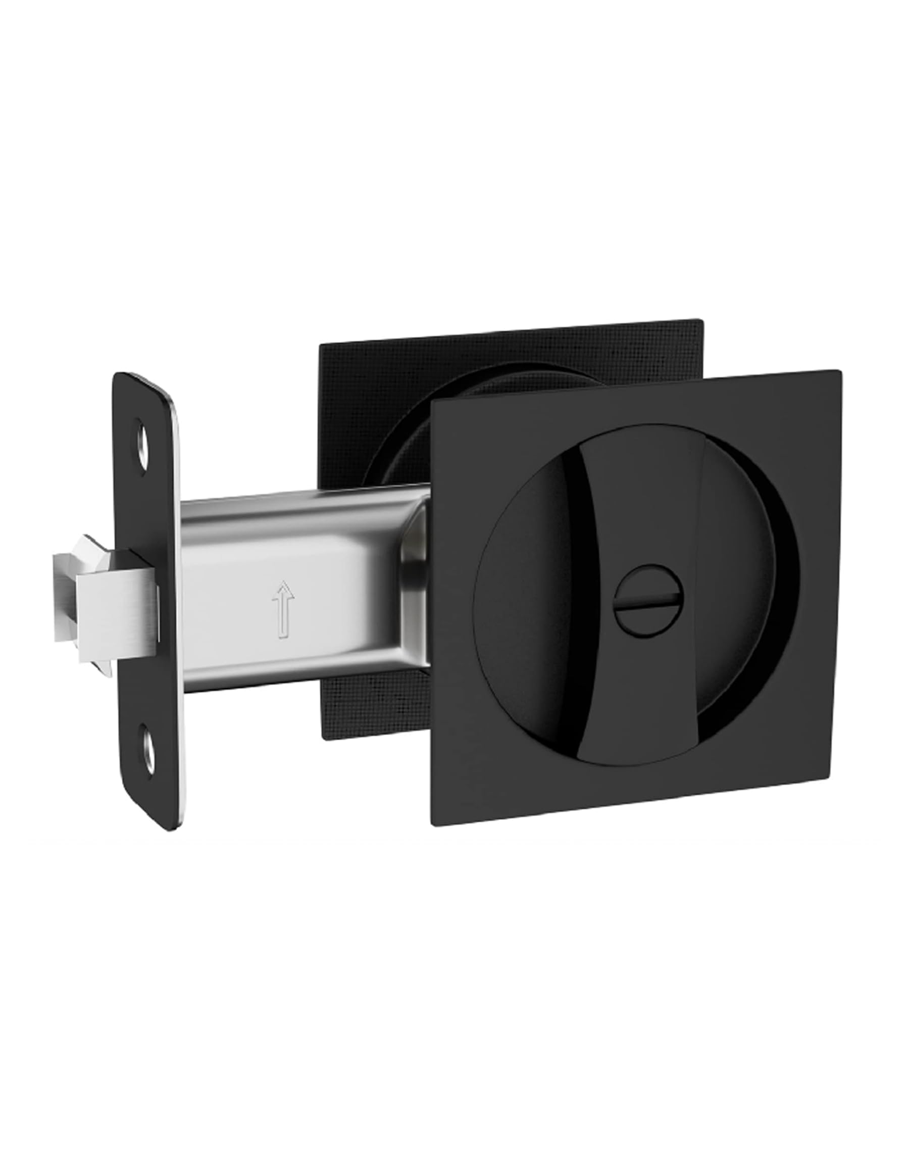 LethatoPocket Door Hardware Black, Pocket Door Lock, Pocket Door Latch, Matte Black Contemporary Pocket Door Privacy Lock(1 Pack, Square)