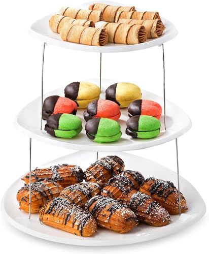 Recopilación de Canapés - los más vendidos. 42 U Chef Charola Decorativa Plegable de 3 niveles, Bandeja para servir Elegante, Bandeja para Servir Cupcakes, Sándwiches, Pasteles, Queso,Carne, Base para Postres