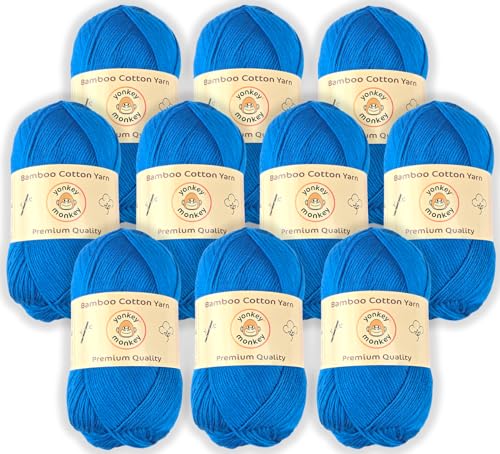 Image of 10-Pack of Yonkey Monkey 500 Grams Yarn - 70% Rayon derived from Bamboo, 30% Cotton - Imported - Blue 9056