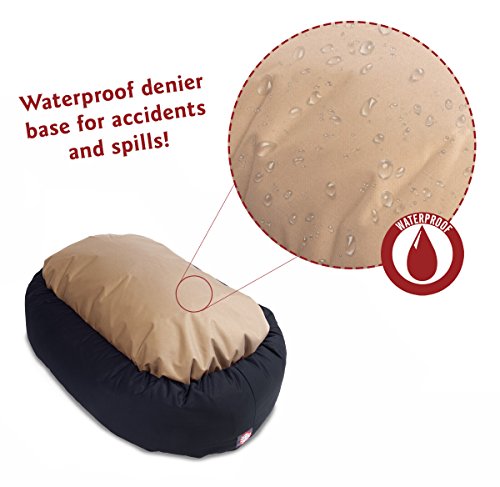 Image of Majestic Pet 24 Inch Poly-Cotton Sherpa Calming Dog Bed Washable 24x18x7 (inch) - Cozy Soft Round Donut Dog Bed with Spine for Head Support - Pet Bed Small - Black