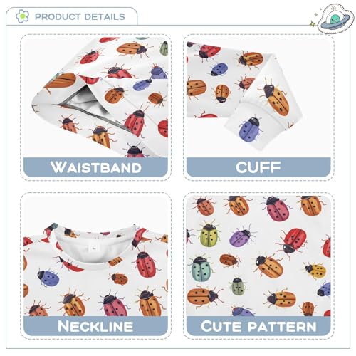 JUNZAN Colorful Cute Ladybugs Beetle Little Kids Sweatshirts Hoodies Long Sleeve Boys Sweat Shirt Sports 4T3