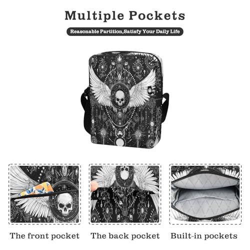 cute messenger bag Crossbody Small Bags For Women Shoulder Handbags For Women Adjustable Strap for School School- Evil Skull Black12