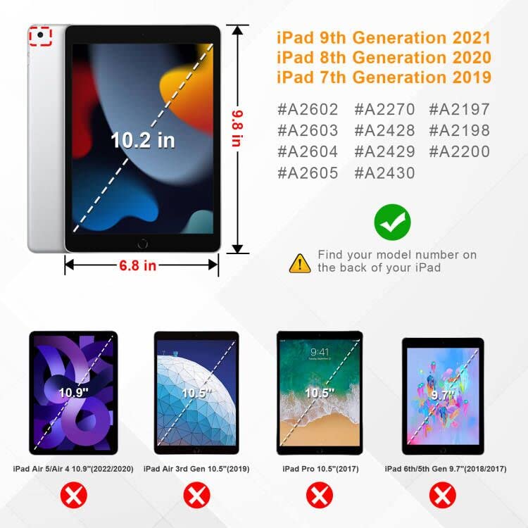 Fintie Hoes Voor IPad 10.2 Inch 9. Generatie / 8. Gen 7.  Modell 2021 2020 2019 Met Pencil Houder 360 Graden Roteren Stand Beschermhoes Automatische Slaap Waak Functie Mohnrot 1878780418