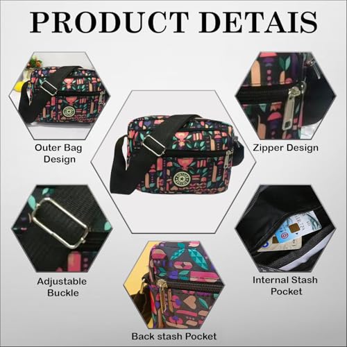 Image of MOMISY Women Mobile Messenger cellphone Bag Ladies Nylon Shoulder Cross Body Long Strap for College, Outing, Travelling, Work