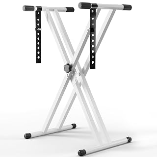 MAMIZO Support de Clavier, Support de Clavier à Double Embase X, en Métal, Hauteur Réglable sur 8 Niveaux, Antidérapant, Chevalet de Clavier Pliable Portable pour Piano Electrique, Blanc - Les Beatles, Paul McCartney, John Lennon, RIngo Starr, George Harrison