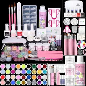 SAVILAND Acrylic Nail Kit with Everything for Beginners: Acrylic Powder and Liquid Set with Gel Nail Polish Nail Lamp Base & Top Gel Acrylic Nail Brush Professional Nail Kits Acrylic with Everything