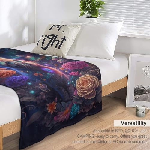 Couverture Flannel Polaire Chat et Fleur Douce pour vos Soirées Canapé Cocooning
