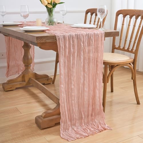 Asee'm 3pcs Dusty Pink Cheesecloth Table Runner Summer 10FT Gauze Rustic by Asee'm - Used condition - Image 7