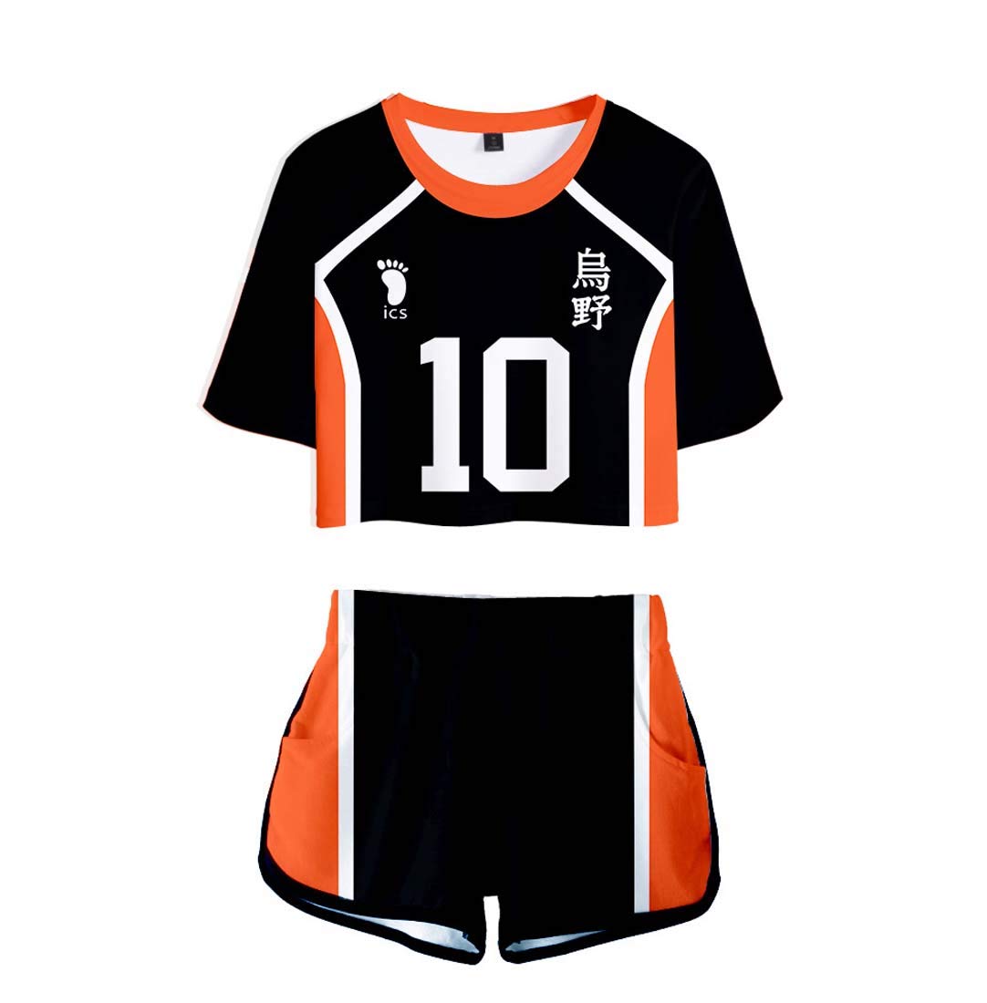 Haikyuu Conjunto de manga corta para mujer voleibol juvenil 2 piezas Color G S