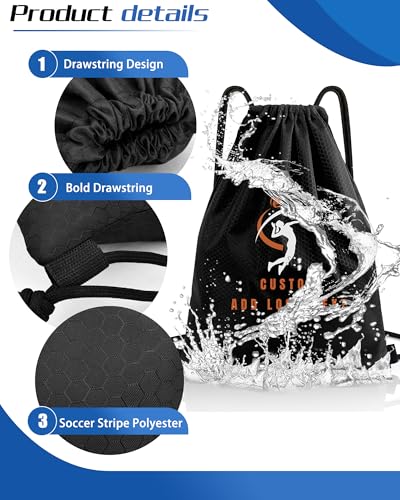 Custom Drawstring Bags with Logo Bulk,Personalized Waterproof Drawstring Backpack with Your Logo Text,Customized Gym Drawstring Backpacks Set of 2/10/20/50/100Pcs for Gym Beach Sports Bag3