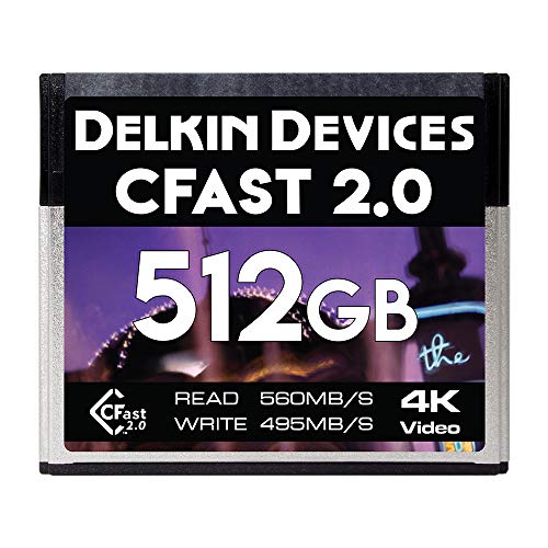 Delkin Devices 512GB Cinema CFast 2.0 Memory Card, 560MB/s Read 495MB/s Write