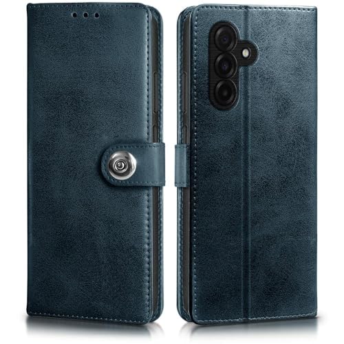 Image of WOW IMAGINE Shock Proof Flip Cover Back Case for Samsung Galaxy M17 5G | A17 5G | F17 5G (Magnetic Button Flip Case | Wallet Pockets & Stand | Leather Finish | Oxford Blue)