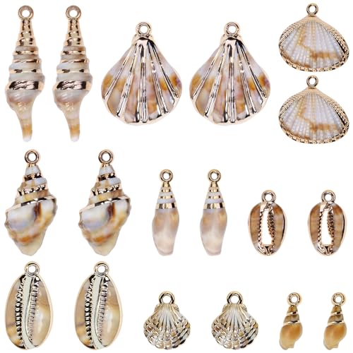 Breloques en coquillage assorties conque et cauris pour décoration et bijoux faits main