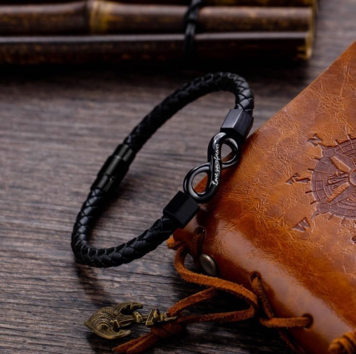 LIU JUN To My Man Infinity Leather Bracelet, Love You Forever Stainless Steel Valentine Birthday Christmas Wristband Gifts Jewelry - Image 7