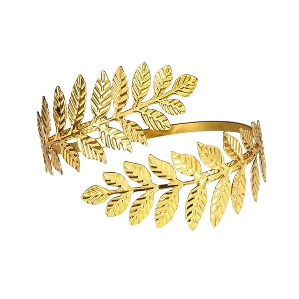 CABODYALS Bohemian Gold Leaf Bracelet Beach Summer Leaf Upper Arm Open Spiral Adjustable Metal Women Party Club Dress
