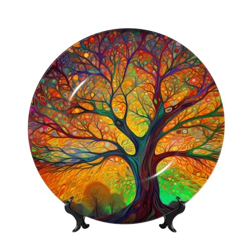 Mount Hour Tree of Life Circle Decorative Ceramic Dish 8