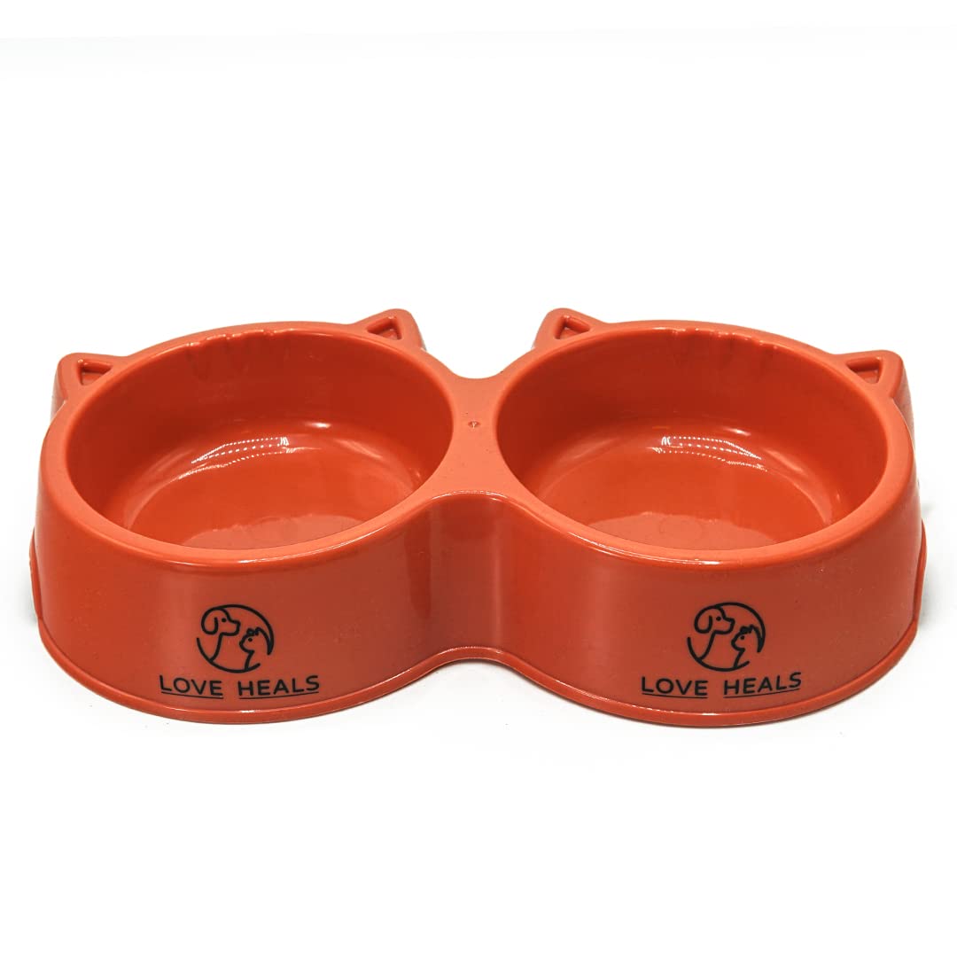 Ciotola Pratica Animali Ciotola Doppia Per Gatti LOVE HEALS - Cibo E Acqua Con Base Antiscivolo Accessori Animali Domestici