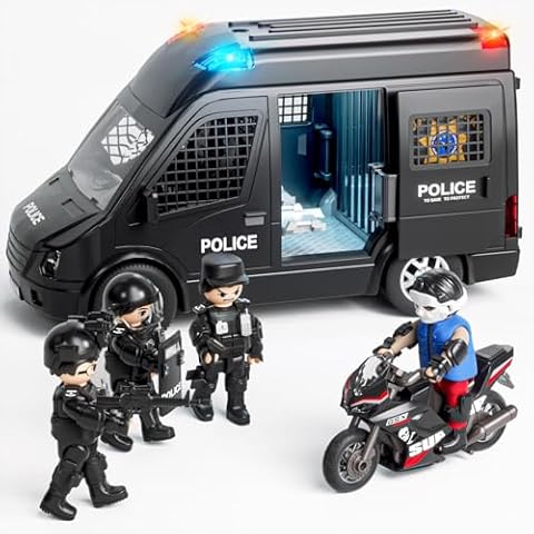 Doloowee Police Car Toy Truck for Kids 3-8, Large Toy Cars with Lights & Sounds, Emergency Vehicle Toddler Toys, Law Enforcement Role Playset, Play & Learn Toddler Toys Ages 3 4 5 6 7 8 9 10 11 12 Cover