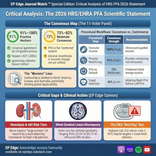 EP Edge&trade; Journal Watch (Special Edition): Feb 2026 HRS/EHRA Pulsed Field Ablation (PFA) Scientific Statement &mdash; Vote Counts, Safety Signals, and Real-World Workflow