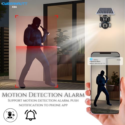 Image of XUGA Cybernautt X8A 4G LTE DUAL Solar Security Camera, No WiFi Needed, Dual Lens 8MP Outdoor Wireless, AI Humanoid Detection, Full Color Night Vision, Two-Way Talk, 8000mAh Battery, 8W Solar, TF 128GB
