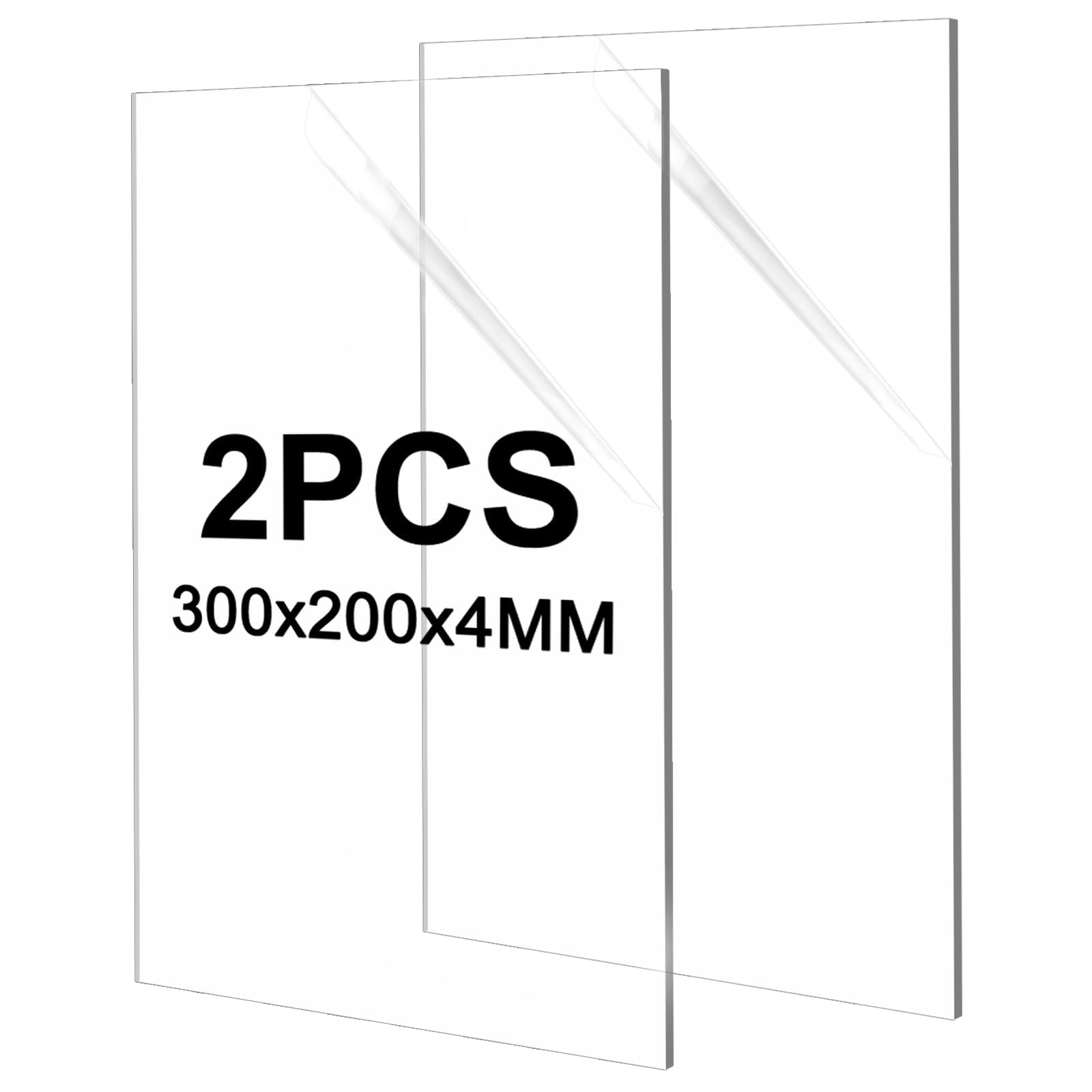 Planchas de Metacrilato Transparente 300x200x4mm, Paneles de Vidrio Orgánico para Manualidades y Bricolaje