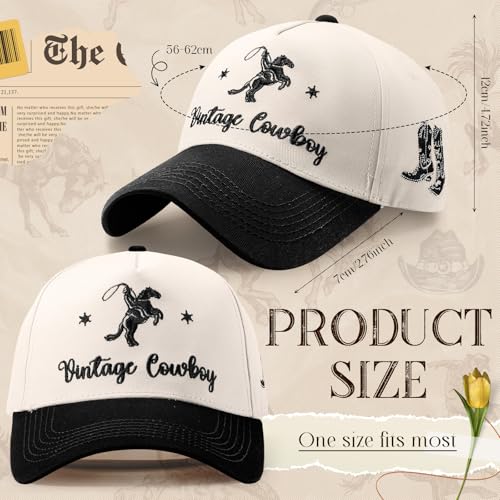 Image of JaGely Two Tone Western Cowboy /Cowgirl Trucker Hat for Women Men Gift Vintage Embroidered Country Baseball Cap