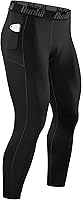 Runhit Men's Compression Running Tights with Pockets - Spandex Leggings for Workout, Cycling, Athletic Thermal Base Layer