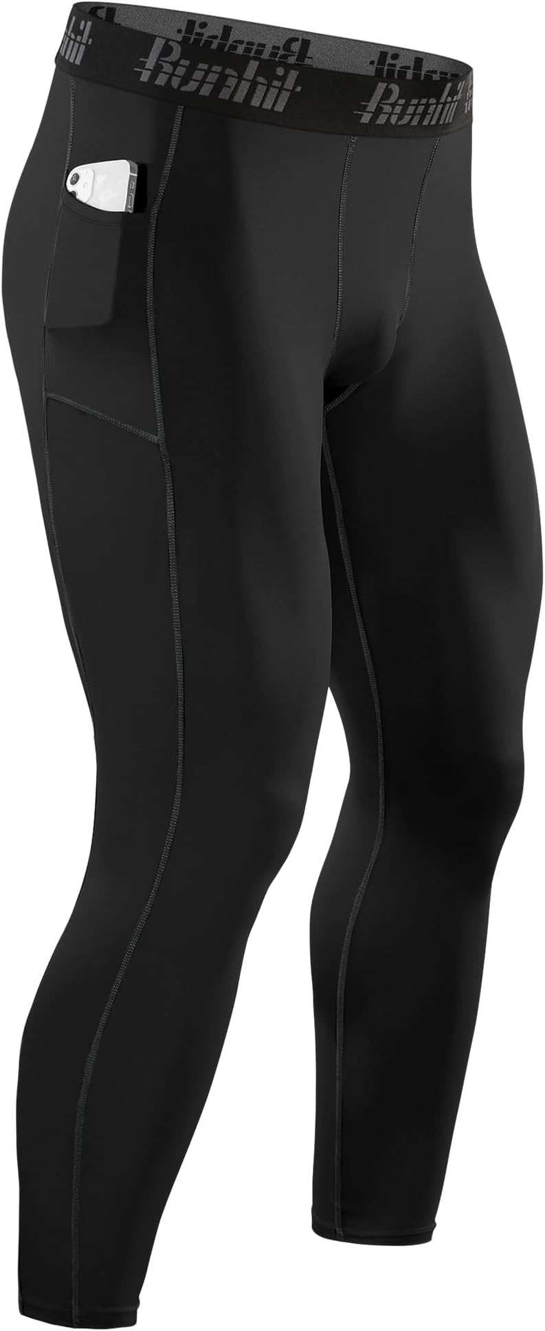 Mens Compression Pants Running Tights Pockets Sports Leggings Spandex Workout Cycling Athletic Thermal
