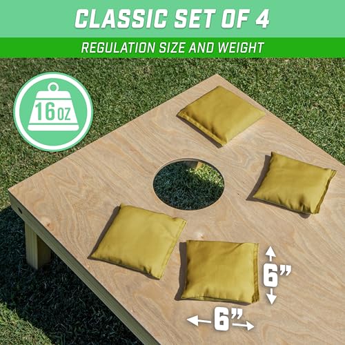 Image of GoSports Cornhole Bean Bags Set of 4 - Regulation All Weather - Classic Gold, 6 x 6 (Pack of 8)