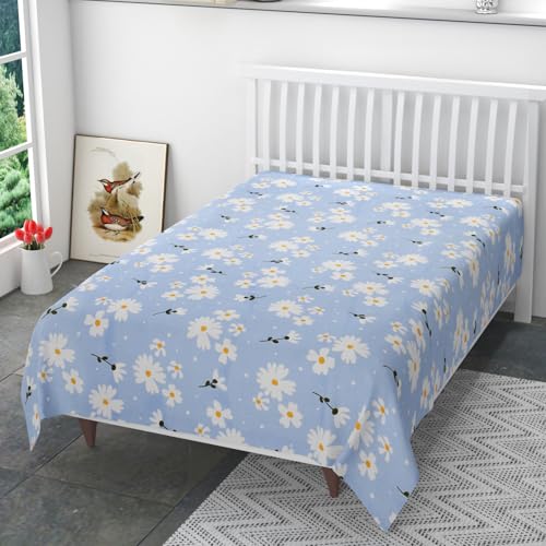 Image of 200 TC 100% Polycotton Printed Supersoft Bedsheet for Single Bed Without Pillow Covers Soft /Breathable Wrinkel Free -60x90 Inches Aqua
