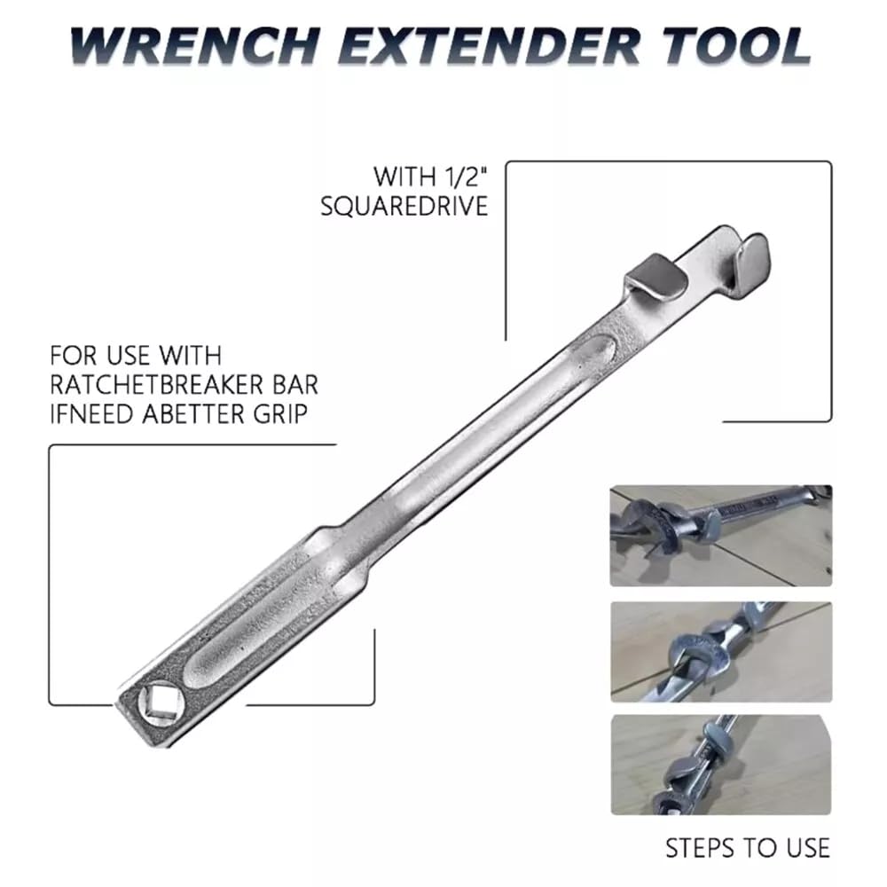 Crozgan Wrench Extender Tool Bar 34cm 1/2 Inch Long Torque Amplifier Tool Universal Spanner Extender Wrench Extension Tool for Mechanics Garage Tradesman Handyman - Image 3