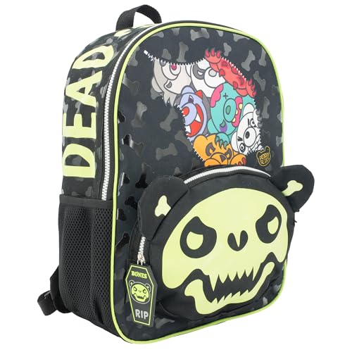 Image of AI ACCESSORY INNOVATIONS Deddy Bears Bones Plush Glow in The Dark Backpack for Girls & Boys, Creepy Cute 16 inch School Bag, Black