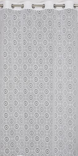 Image of Fabrilia Geometric Pattern Door Net Curtains 9 feet Long Set of 2 for Living Room /Bedroom, White