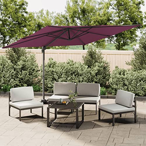 Xichuzi Sombrilla Colgante con Poste de Aluminio Rojo Burdeos 400x300cm, Parasoles De Jardin, Sombrilla Piscina, Sombrilla Terraza Exterior, Parasol Playa, Sombrillas para Jardin - 319924