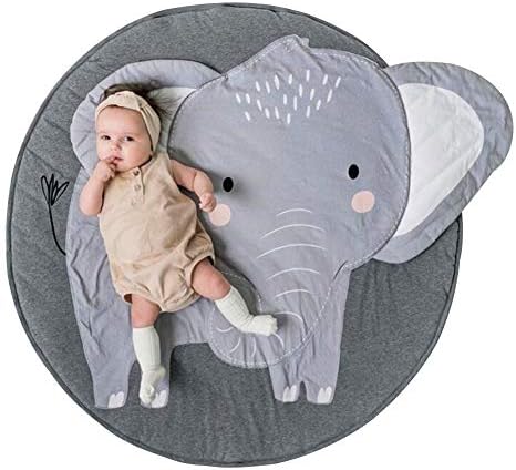 GABWE Round Rug Butterfly Elk Elephant Fox Carpet Cotton for Baby Floor Play mats Kids Room Decoration 35.4 inches