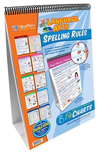 Image of Spelling Rules Flip Chart Set (Grades 3 - 6) - 10 Laminated Write-On /Wipe-Off, Double-Sided Charts Mounted on Easel with Activity Guide