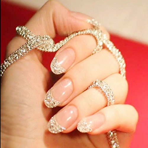 Jovono Glossy Prss on Nails Pink Long Fake Nails Oval Artificial Full cover False Nails for Women and Girls(24Pcs)